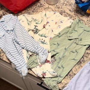 Baby Dinosaur and Striped Pajama Set